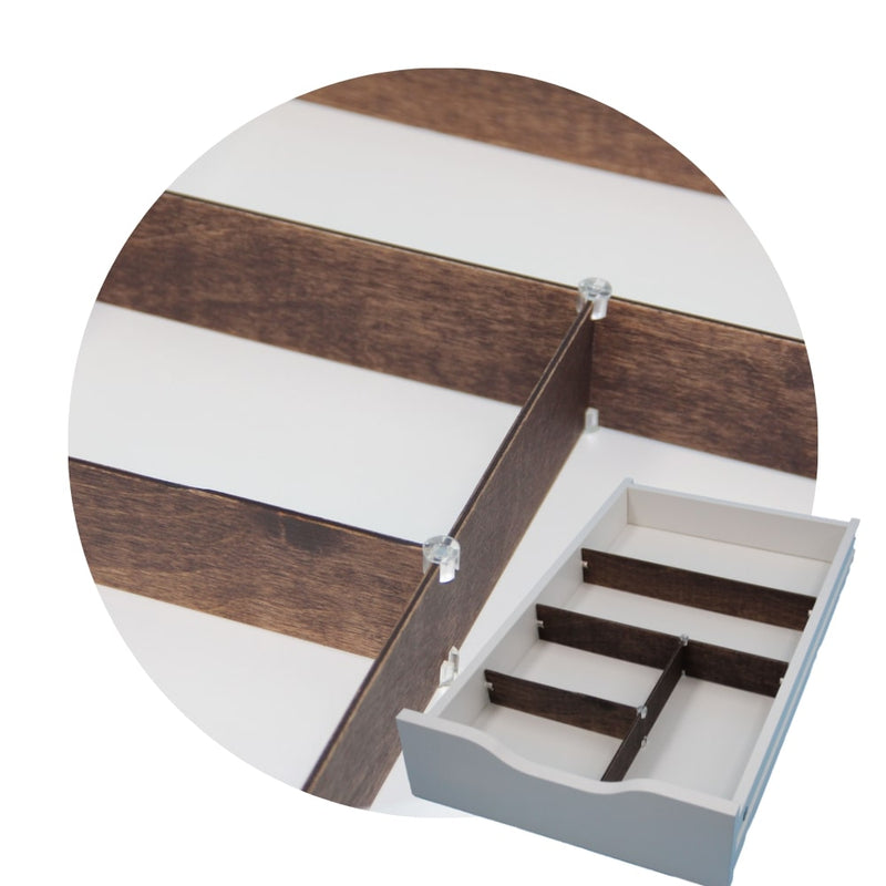 Brown wood drawer divider package
