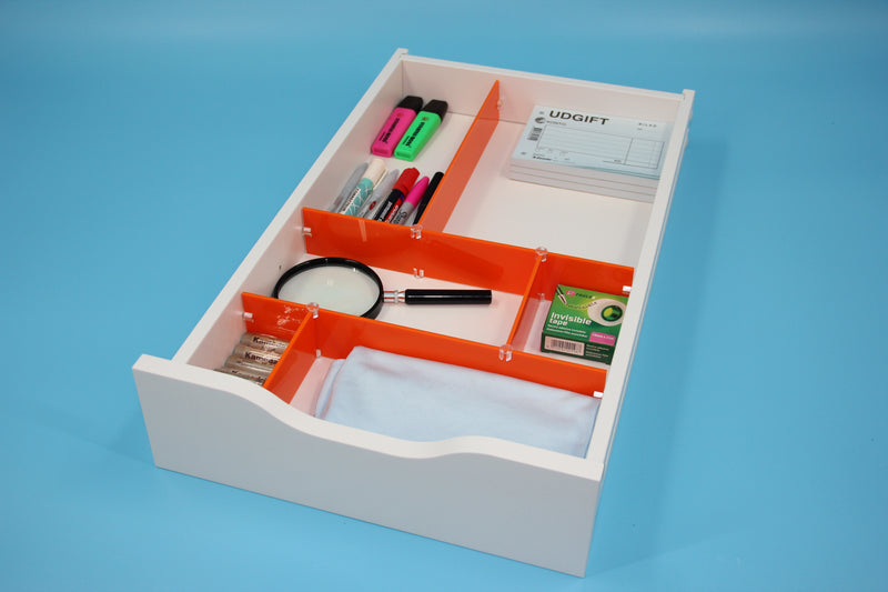 Orange drawer divider package