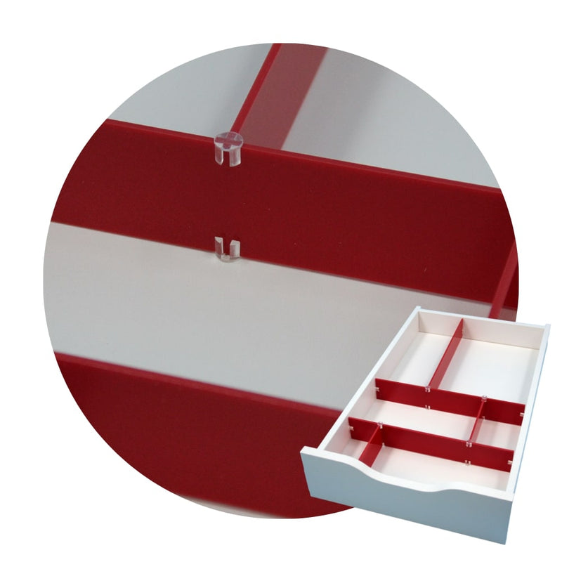 Red drawer divider package